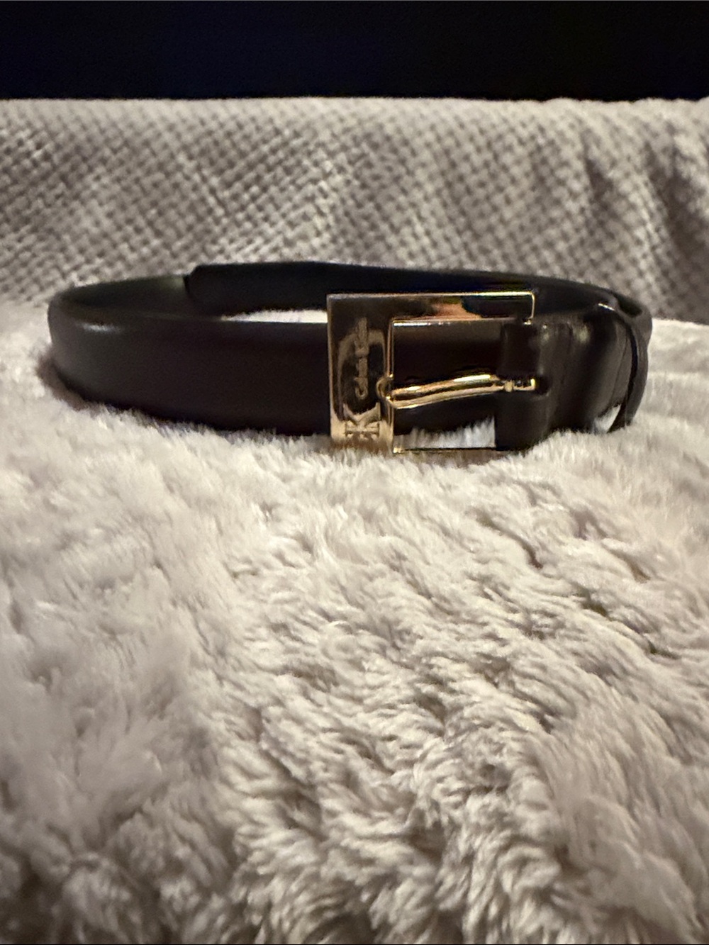 Calvin Klein Brown Leather Belt with Gold-Tone Buckle